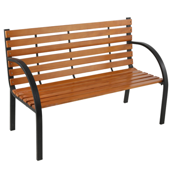 48in 黑色扶手 柚木色座板 铁木长椅 欧洲 N001