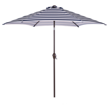 户外8.6英尺市场桌伞遮阳伞太阳伞，带倾斜和曲柄，不包括伞底座(蓝白条纹)