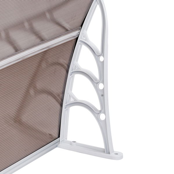 100*80cm 棕色板白色支架 雨篷 塑料支架 阳光板 前后铝条-7