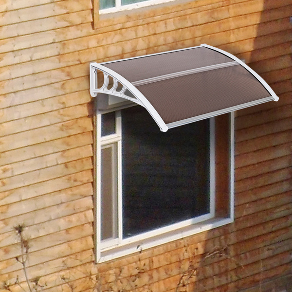 100*80cm 棕色板白色支架 雨篷 塑料支架 阳光板 前后铝条-4