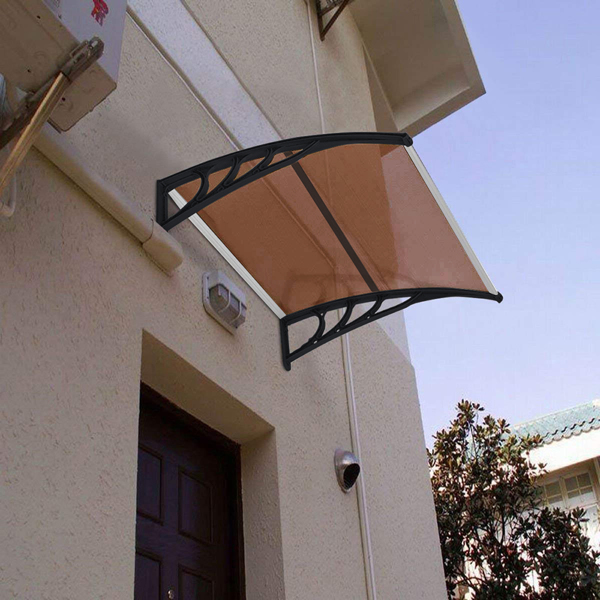 100*96cm 棕色板黑色支架 雨篷 塑料支架 阳光板 前后铝条-1