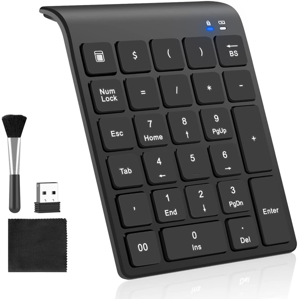2.4G 数字小键盘 笔记本电脑台式机 无线数字小键盘(Color:数字小键盘+毛刷+布)-1