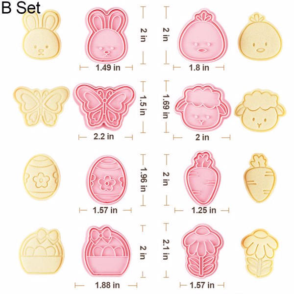 16 PCS Easter Cookie Cutter for Baking, Shapes of Easter Eggs, Rabbit, Basket, Chick, Butterflies, Holiday Cookie Cutter for Kids-7