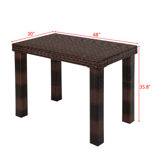 粗腿 棕色渐变 编藤吧桌 铁框架 122*76*91cm N003(仅含吧桌）-8