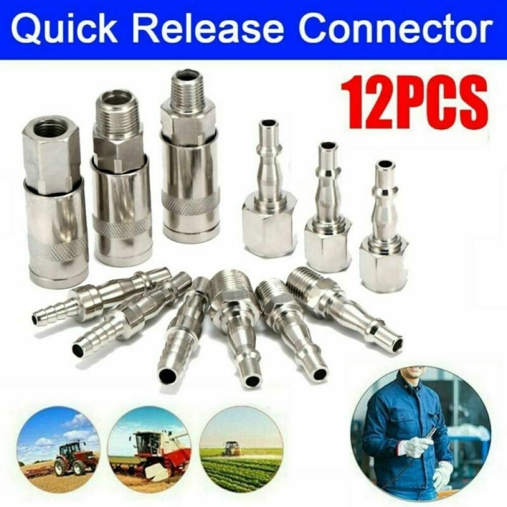 12x Air Line Hose Fittings Compressor Connector Quick Release 1/4" 3/8" BSP Tool