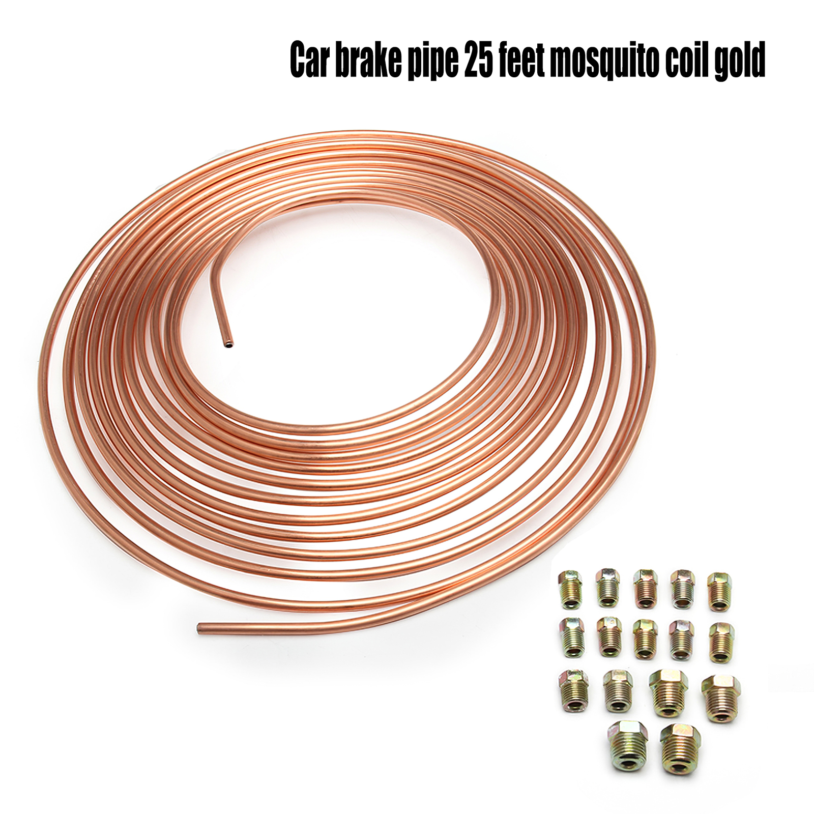 Copper Steel Nickel Kunifer Brake Line Pipe 25ft Roll 3/16'' Metric 16pc Fitting