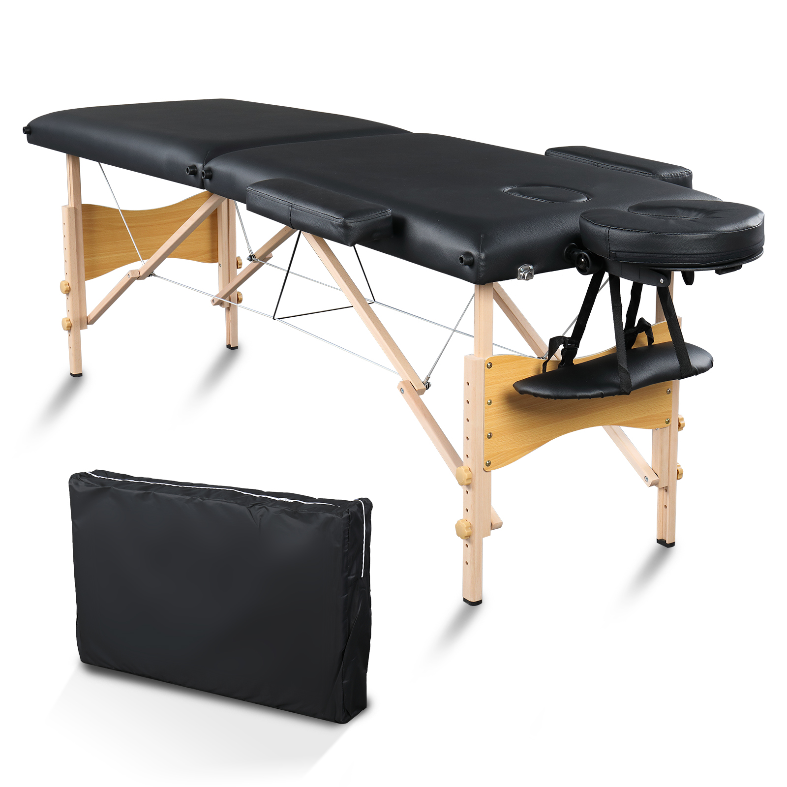 2 Sections 84" Folding Portable SPA Bodybuilding Massage Table Black