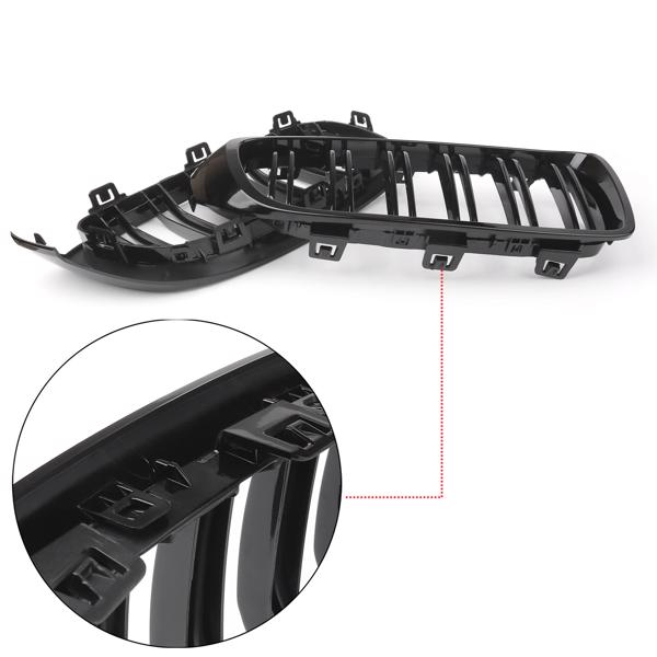 LEAVAN 宝马中网Gloss Black Front Kidney Grille Grills For BMW 4 Serie F30/F31/F32/F33/F82/F80 2014-2019 M4 Style-4