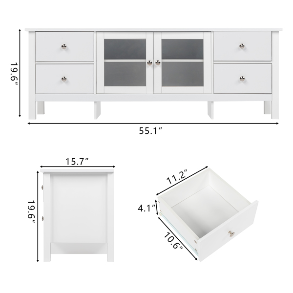 白色 密度板喷漆 双门4抽 电视柜 简约 N001-15