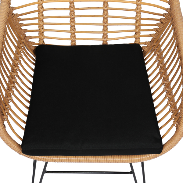 2pcs单人椅和1pc圆形茶几 稀编 黄色圆管 黑色坐垫 编藤三件套 PE 铁框架 150kg 欧洲 S001-47