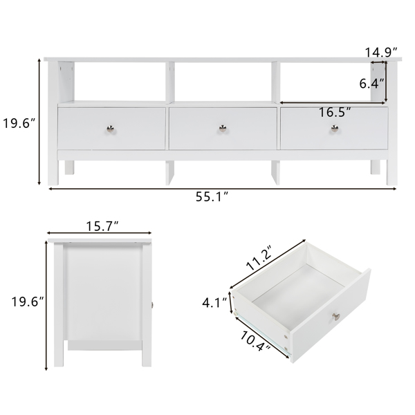白色 密度板喷漆 3抽 电视柜 简约 N001-14