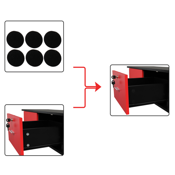 15厘E0刨花板麻面 壁挂式2抽带锁 沙龙柜 N101 黑红色-23