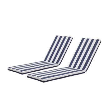 2个装一套户外躺椅坐垫替换家用坐垫休闲坐垫适合75英寸长躺床（蓝白条纹）