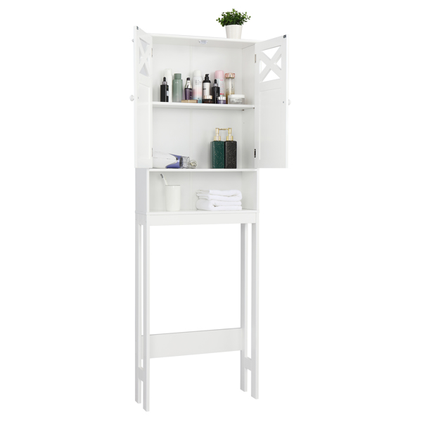 白色 密度板喷漆 三胺贴面刨花板 双门 带叉造型 浴室立柜 马桶柜 N201-4