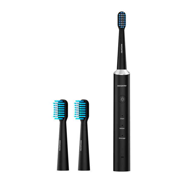 MOCEMTRY Sonic Electric Toothbrush 可充电美白牙刷 3 种清洁模式，防水电动牙刷（黑色）-6