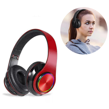 B39蓝牙耳机无线发光头戴式 红+黑