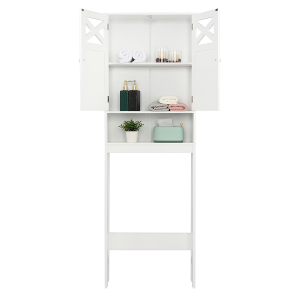 白色 密度板喷漆 三胺贴面刨花板 双门 带叉造型 浴室立柜 马桶柜 N201-7