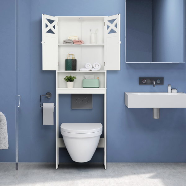 白色 密度板喷漆 三胺贴面刨花板 双门 带叉造型 浴室立柜 马桶柜 N201-1