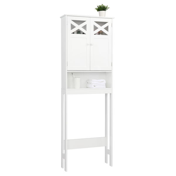 白色 密度板喷漆 三胺贴面刨花板 双门 带叉造型 浴室立柜 马桶柜 N201-3