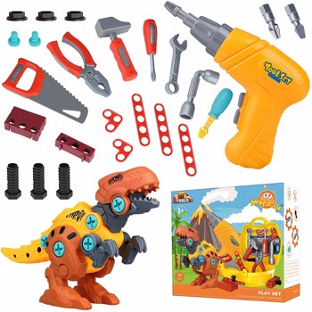 儿童恐龙玩具玩具工具箱建筑建筑带电钻，恐龙玩具圣诞生日礼物男孩女孩
