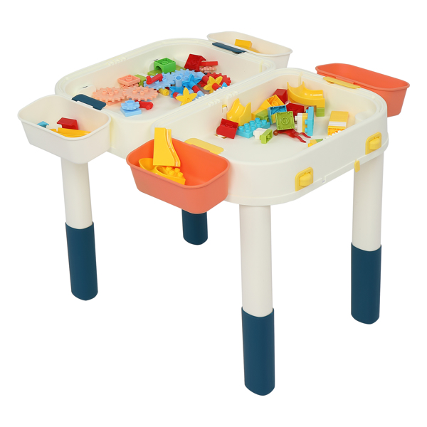 LALAHO 塑料款 可折叠 配积木 蓝/黄色 积木桌-7