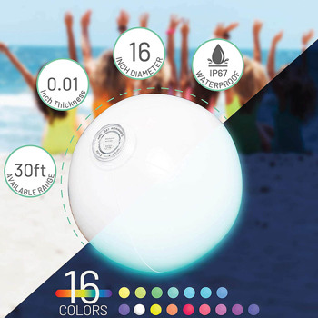 16英寸LED灯发光充气球灯RGB变色泳池灯水漂灯