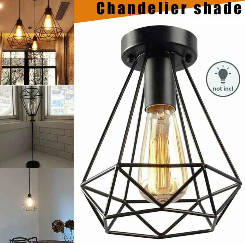 Retro Metal Ceiling Light Cage Pendent lighting Fixture Vintage Industrial Lamp Diamond Shape Lamp