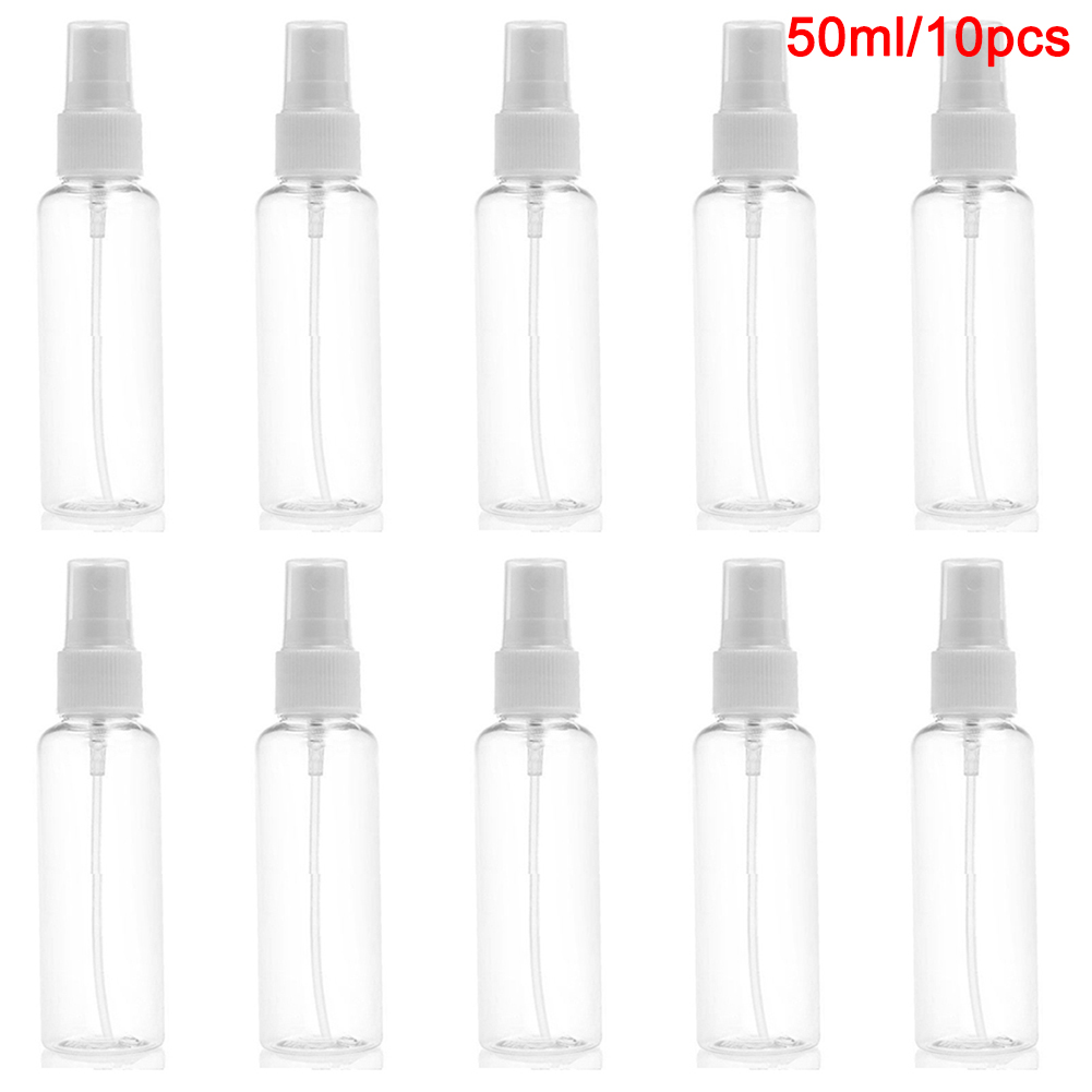 10Pcs 50ml Travel Transparent Plastic Perfume Atomizer Empty Misty Spray Bottle