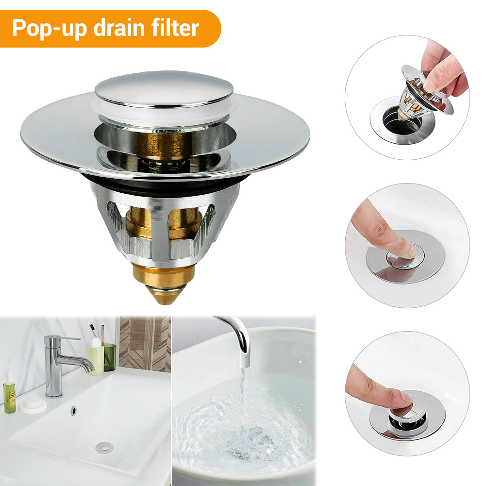 Bathroom Drain Filter Bullet Core Push Type Plug Bounce PopUp Stopper Basin Sink