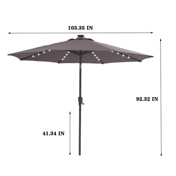 9英尺户外太阳能LED灯伞(棕色)-3