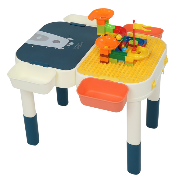 LALAHO 塑料款 可折叠 配积木 蓝/黄色 积木桌-3