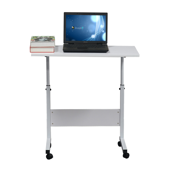 白色桌面 白色挡板 刨花板贴三胺 80cm 电脑桌 可升降 可移动 N301-2