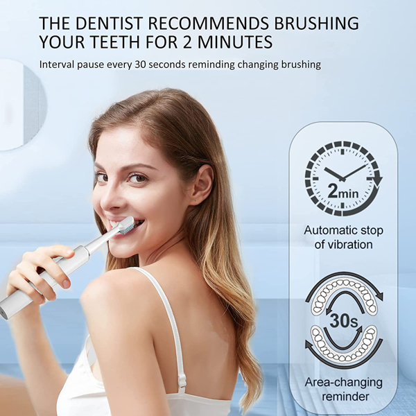 MOCEMTRY Sonic Electric Toothbrush 可充电美白牙刷 3 种清洁模式，防水电动牙刷（白色）-7
