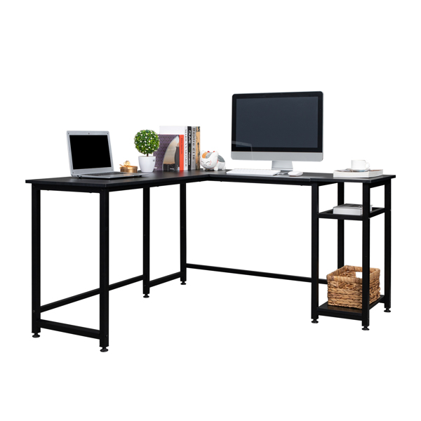黑色 刨花板贴三胺 L型直角 140cm 拼接 电脑桌 N001-12