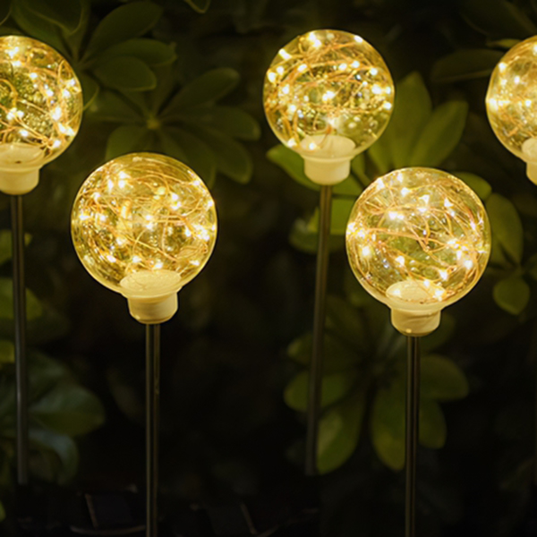 （抛货）LED圆球太阳能草坪灯-2pcs 暖光-盒装（有CE证书，1.2VAA600MA镍氢电池）