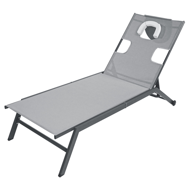 带可调节靠背和轮子的花园太阳椅，户外躺椅，用于庭院花园露营海滩休闲的户外太阳床-1
