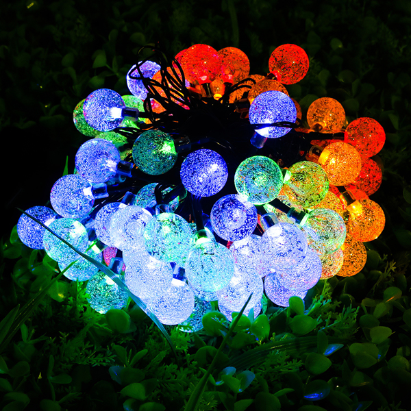 彩色11米60灯1.8气泡-太阳能气泡球灯串-盒装 