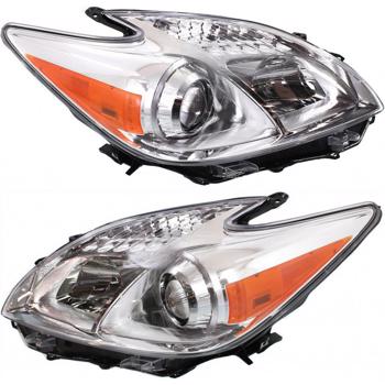 LEAVAN 车灯 Headlight Headlamp Halogen LH & RH Pair Driver & Passenger Set for 2012-2015 Toyota Prius