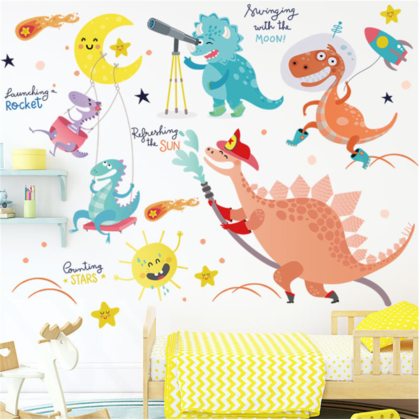 卡通恐龙墙贴可爱动物自粘墙壁贴纸防水幼儿园教室墙装饰-4