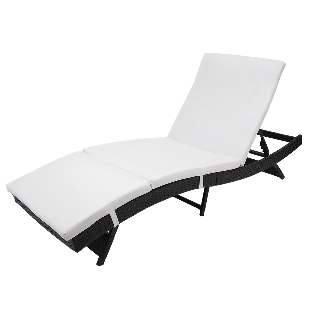 S Style Patio Chaise Lounge Embossing Vines Chaise Lounge Chair Black