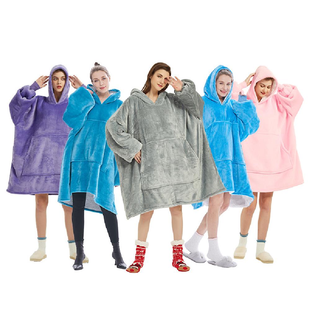 Oversized Ultra Plush Hoodie Blanket -purple