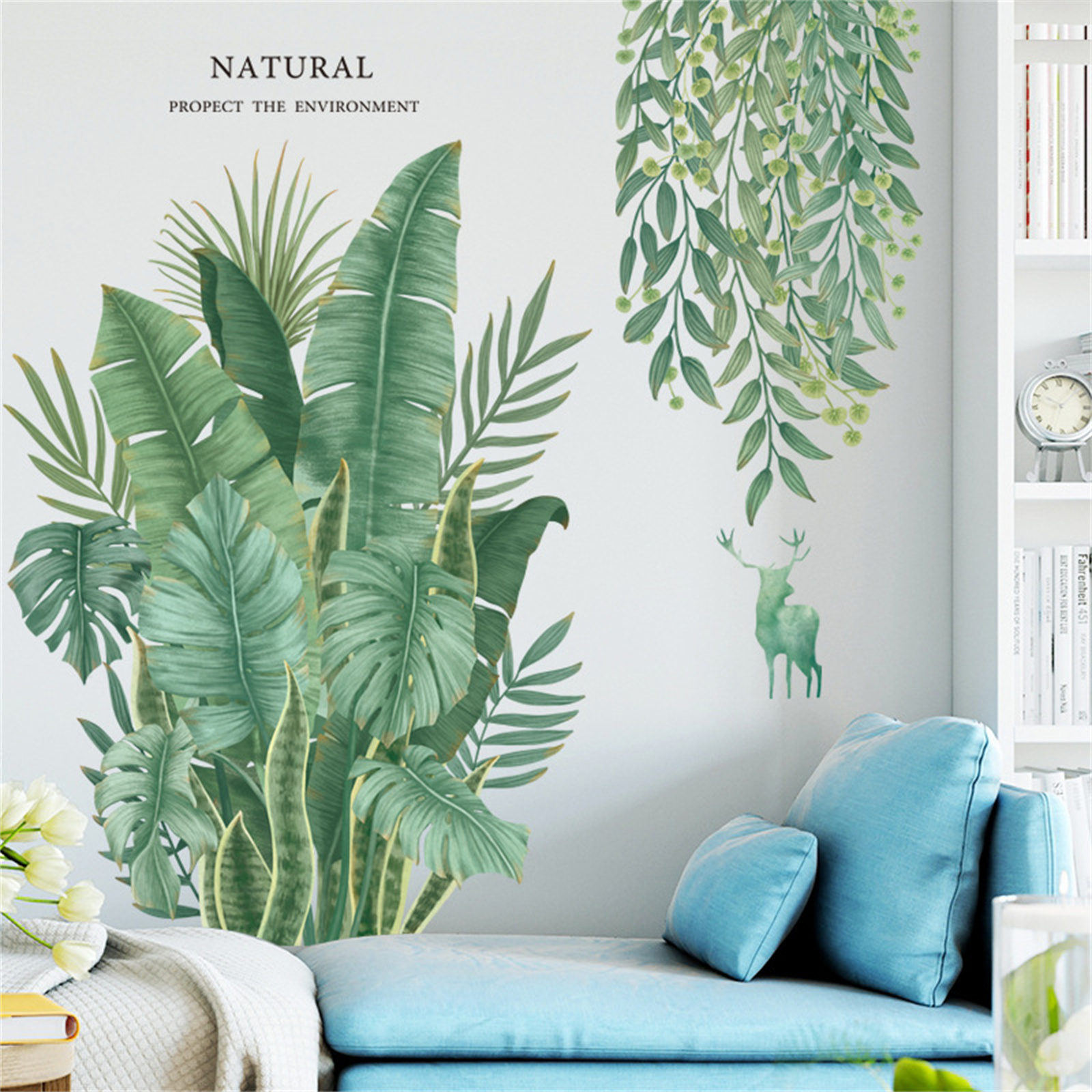 Banana Leaf Plant PVC Wall Stickers Fresh INS Stickers Bedroom Background Wall Mural Living Room Skirting