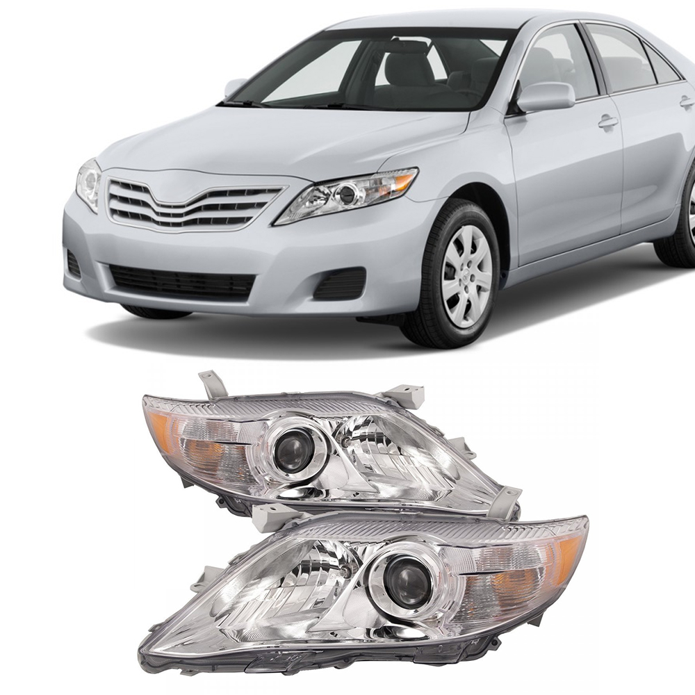 LEAVAN Halogen Headlight Headlamps Projector Assembly Driver and Passenger Side W/Bulbs for 2010-2011 Toyota Camry LE/XLE/Base