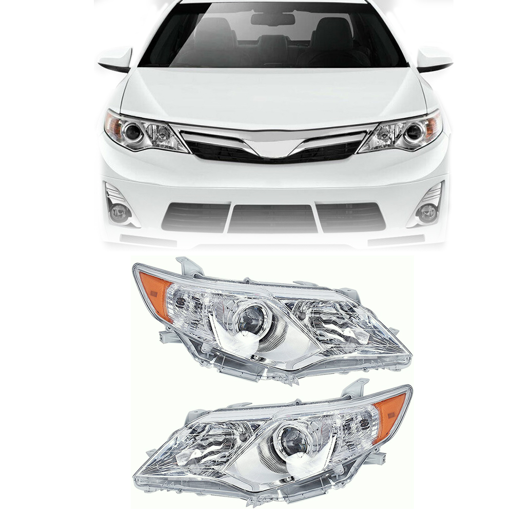 LEAVAN Headlight Assembly For Toyota Camry 2012-2014 Driver and Passenger Side Headlamps W/Amber Corner