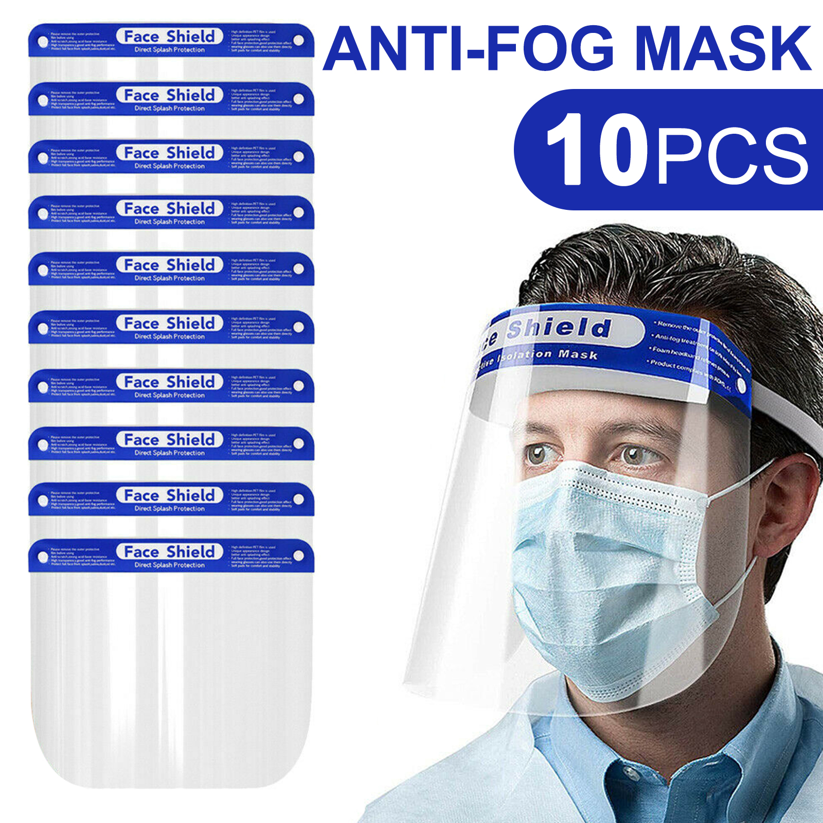 10 Pack Face Shield Reusable Protection Mask Cover Industry Safety Anti-Splash