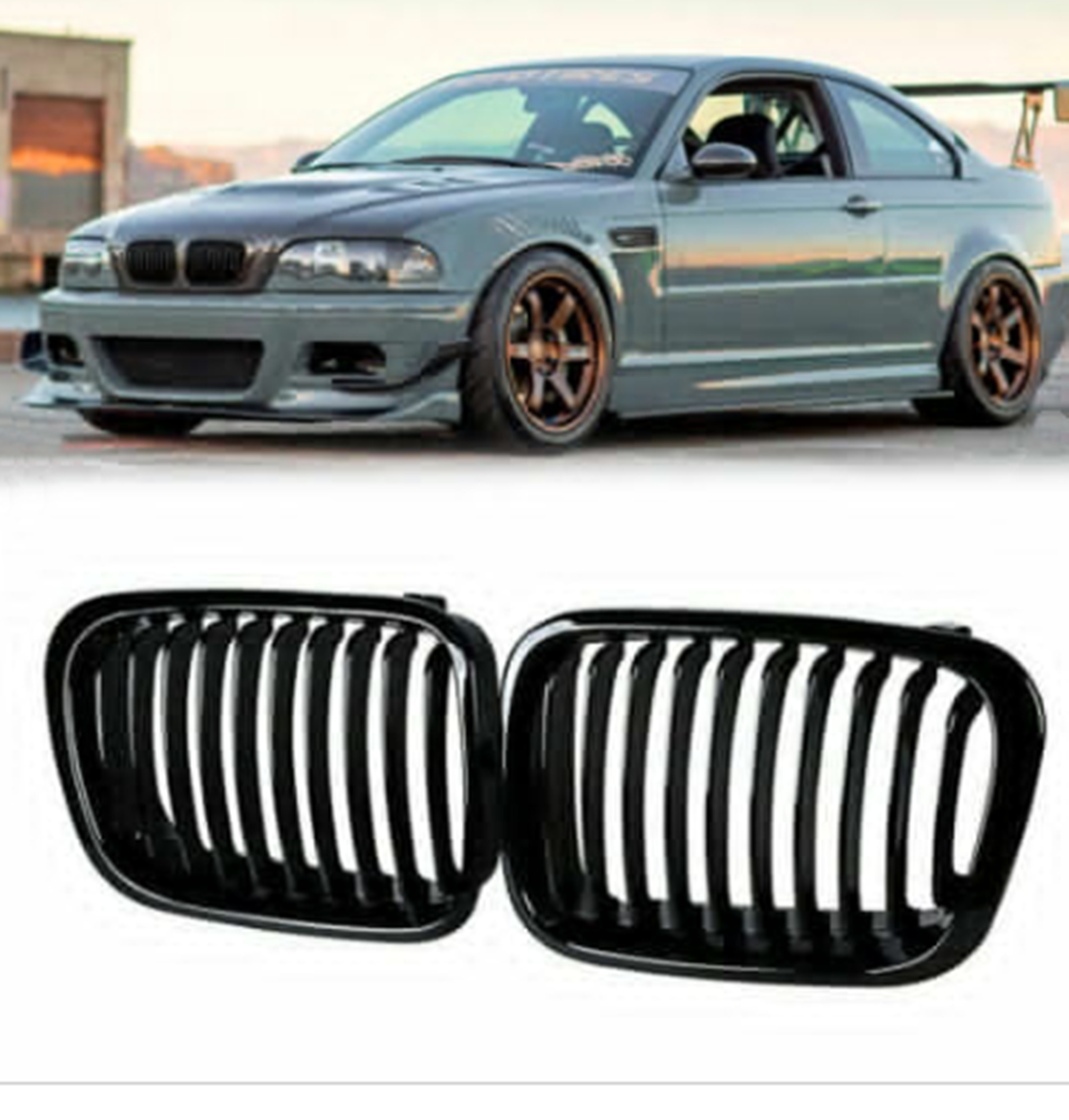 LEAVAN Front Kidney Grille For BMW E46 1998-2000 320i 325i 328i 330i Gloss Black Grill