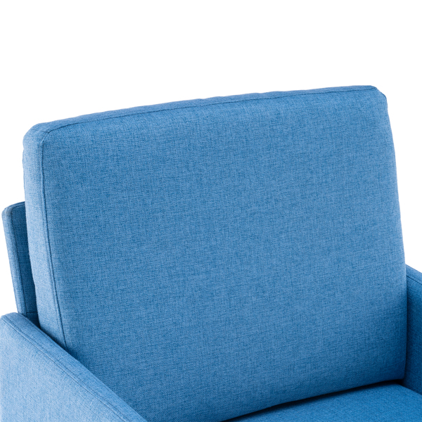 方形  实木框架窄扶手 铁脚 麻布 蓝色 室内休闲椅 N101-5