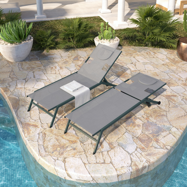 带可调节靠背和轮子的花园太阳椅，户外躺椅，用于庭院花园露营海滩休闲的户外太阳床-3