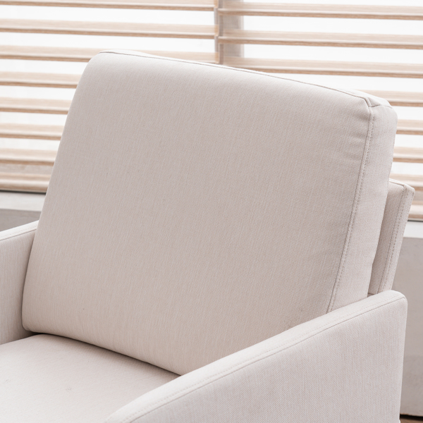 方形 实木框架窄扶手 铁脚 麻布 米白色 室内休闲椅 N101-24