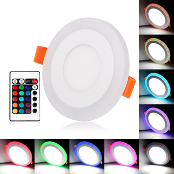 双色面板灯暗装圆AC100-265V/12+6W/白+RGB （虚标6W，实际4W）20一箱 